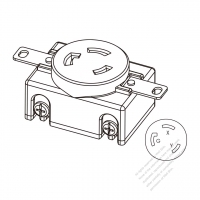 USA/Canada Locking Single Flush Receptacle NEMA L6-30R, 2 P 3 Wire Grounding 30A 250V