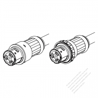 Marine Shore Twist Locking Waterproof Connector (NEMA SS2-50R) 3 P 4 Wire Grounding , 50A/ 250V