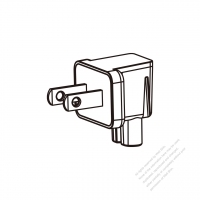 Adapter Plug, USA Angle Type to IEC 320 C7 Female Connector 2 to 2-Pin 2.5A 125V