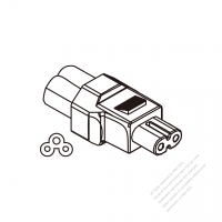 Adapter Plug, IEC 320 Sheet A Inlet to C7 Female Connector (For Laptop, DV, Camera) 3 to 2-Pin