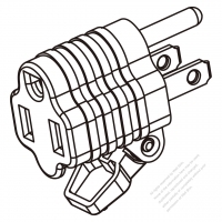 Adapter Plug, US NEMA 5-15P plug to 5-15R Connector, 3 to 3-Pin