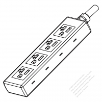 USA/Canada Power Strip 3-Pin (NEMA 5-15R/20R) Straight Blade, 4 outlets, Grounding, 2 P, 3 Wire Grounding , 15A/20A 125V