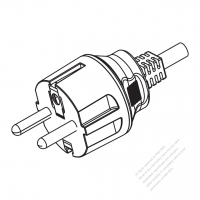 Germany 3-Pin Straight AC Plug, 10~16A 250V