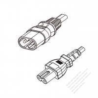 北米2 ピン IEC 320 Sheet C プラグ・ IEC 320 C7コネクタ付き電源コード超音波組み立て- PVC ワイヤー ・ 長さ1.8M・ 黒 (SPT-2 18/2C/105C )