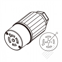 北米・工業用引掛形(ロック式)AC電源 コネクタ・(	NEMA L21-20R) ・ストレート形・ 4 P + 接地・ 20A・ 3 相 Y 120/208V