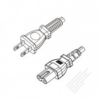 日本2 ピンプラグ・IEC 320 C7 コネクタ付き電源コードセット・超音波組み立て・(HF) ハロゲンフリー・ 長さ1.8M・ 黒 (EM-OOCTFK 2X 0.75mm² )