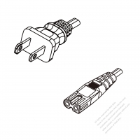北米2 ピン NEMA 1-15P プラグ・IEC 320 C7 極性 コネクタ付き電源コードセット・一体成形タイプ・ PVC ワイヤー ・ 長さ1.8M・ 黒 (SPT-2 18/2C/60C )