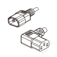 北米3 ピン・  IEC320 Sheet E プラグ・IEC 320 C13 (左 L 型) コネクタ付き電源コード・ 一体成形 タイプ・ PVC ワイヤー ・ 長さ1.8M・ 黒 (SVT 18/3C/60C )