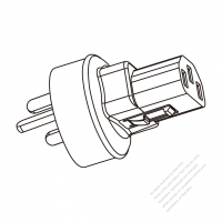 ACアダプタ・イスラエルプラグ変換 IEC 320 C13 パソコン用 コネクタ・3 P->3 P・10A 250V