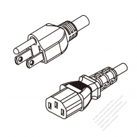北米3 ピン・  NEMA 5-15P プラグ・IEC 320 C13 コネクタ付き電源コードセット ・ 一体成形 タイプ・ PVC ワイヤー ・ 長さ 1 M・ 黒 (SVT 18/3C/60C )