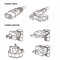 ノート/ DV専用各国アダプタ電源コード・ 中国/欧州/英国/豪州＋C7メガネ型コネクタアダプタ組・ 電源コードメガネ型プラグ+ C7 メガネ型コネクタ・ 1000mm・ 2 P 2.5A/250V（L 形）（引き出しが簡単なタイプ）