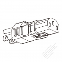 ACアダプタ・北米プラグ変換 IEC 320 C13 パソコン用 コネクタ・3 P->3 P・10A 125V