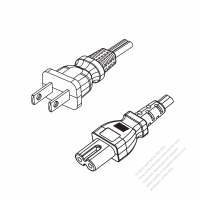 北米2 ピン NEMA 1-15Pプラグ・IEC 320 C7 コネクタ付き電源コードセット・超音波組み立て・(HF) ハロゲンフリー・ 長さ1.8M・ 黒 (SPE-2 18/2C )