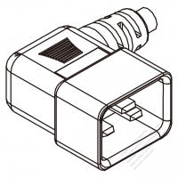 AC電源 3-ピン コネクタ(オス）・ IEC 320 Sheet I・ 左 L形・13A/15A/18A/・20A 125・250V