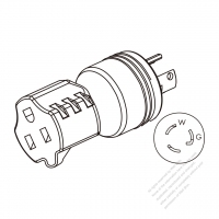 ACアダプタ・NEMA L5-15P 引掛形プラグ変換5-15R・3 P->3 P・15A 125V