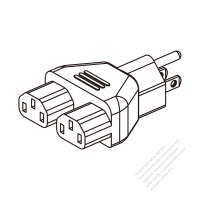 ACアダプタ・NEMA 5-15Pプラグ変換 IEC 320 C13 パソコン用コネクタ・3 P 2個口・3 P->3 P