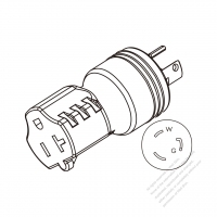 ACアダプタ・NEMA L5-20P 引掛形プラグ変換NEMA 5-20R・3 P->3 P・20A変換15A/20A 125V