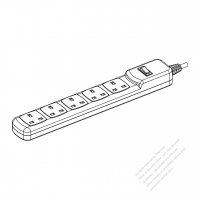 英国電源タップ 3 P・ 5個口・スイッチ 1個・  10A/16A 250V