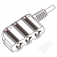 北米扇形 3-ピン・電源タップ・コンセント口数：3 個・(NEMA 5-15R/20R)・15A/20A 125V