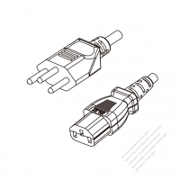 スイス 3 ピン プラグ・IEC 320 C13 コネクタ付き電源コードセット・ 超音波組み立て・(HF) ハロゲンフリー・ 長さ1.8M・ 黒 (H05Z1Z1-F 3X 0.75mm² )