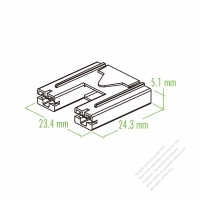 プラスチックコネクタ 24.3mm X 23.4mm X 5.1mm 2 -ピン