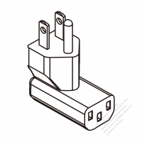 ACアダプタ・北米 L 形プラグ変換 IEC 320 C13 パソコン用 コネクタ・3 P->3 P・10A 125V