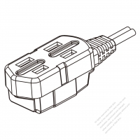 北米 AC電源 2 P 差込型 電源タップ・コンセント口数：3個 (NEMA 1-15R)