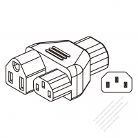 IEC 320アダプタ・パソコン用 Sheet E プラグ 変換C13  & NEMA 5-15R・3 P->3 P