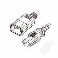 欧州 3 ピン・  IEC 320 Sheet E プラグ・IEC 320 C13 コネクタ付き電源コード 超音波組み立て- PVC ワイヤー ・ 長さ1.8M・ 黒 (H05VV-F 3G 0.75mm² )