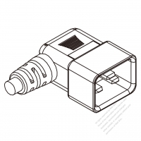 AC電源 3-ピン コネクタ(オス）・ IEC 320 Sheet I・ 右 L形・13A/15A/18A/・20A 125・250V