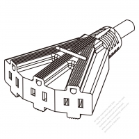 北米扇形 3-ピン電源タップ・コンセント口数：3 個 (NEMA 5-15R)・耐熱性.10A/13A/15A 125V