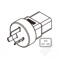 ACアダプタ・豪州プラグ変換 IEC 320 C19水平3本UPS コネクタ・3 P->3 P・15A 250V