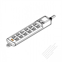 台湾電源タップ 2 P ・ 6個口・10A~15A 125V