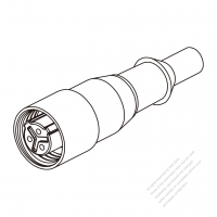 丸 3-ピン コネクタ・ 適用電線: 黄色22AWG*3C (ø5.8mm)