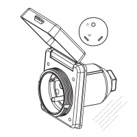 北米RVキャンプ用引掛形(ロック式) インレットNEMA TT-30P 標準電源・防水カバー・30A 125V