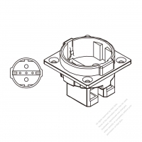 ドイツ丸3-ピンソケット・ IP 20・ カバーなし・16A 250V