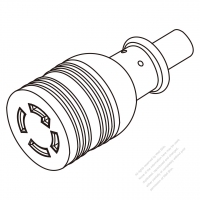 北米 AC電源4-ピン・ 引掛形 コネクタ・ (L15-30R)・30A/ 3Ø250V