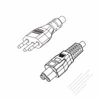 ブラジル 3 ピン プラグ・IEC 320 C5 コネクタ付き電源コードセット・ 超音波組み立て・(HF) ハロゲンフリー・ 長さ1.8M・ 黒 (H05Z1Z1-F 3X 0.75mm² )