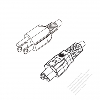 日本3 ピン プラグ・IEC 320 C5 コネクタ付き電源コードセット・ 超音波組み立て- PVC ワイヤー ・ 長さ1.8M・ 黒 (VCTF 3X 0.75mm² )