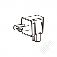 ACアダプタ・(ミニ) 北米L 形プラグ変換 IEC 320 C7 メガネ型コネクタ・2 P->2 P・2.5A 125V