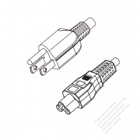 北米3 ピン・  NEMA 5-15Pプラグ・IEC 320 C5 コネクタ付き電源コードセット・ 超音波組み立て- PVC ワイヤー ・ 長さ 1 M・ 黒 (SVT 18/3C/105C )