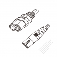 欧州 2 ピン IEC 320 Sheet C プラグ・ IEC 320 C7コネクタ付き電源コード 超音波組み立て・(HF) ハロゲンフリー・ 長さ1.8M・ 黒 (H03Z1Z1H2-F 2X 0.75mm² )