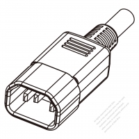 AC電源 3-ピン コネクタ(オス）・IEC 320 Sheet E ・ストレート形・10A/13A 125/250V