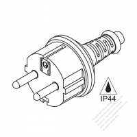 イタリア 2 P + 接地・防水 AC プラグ・10~16A 250V