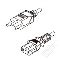 スイス 3 ピン プラグ・IEC 320 C13 コネクタ付き電源コードセット ・ 一体成形 タイプ・ PVC ワイヤー ・ 長さ1.8M・ 黒 ( H05VV-F 3G 0.75mm² )