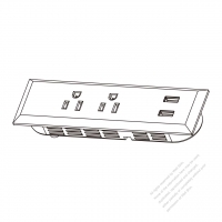 北米NEMA 5-15R ソケット X 2・輸出 5V 1A USB X 2