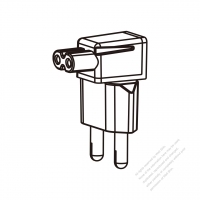 ACアダプタ・印度(小L 型) プラグ変換 IEC 320 C7 メガネ型コネクタ・2 P->2 P・2.5A 250V