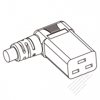 AC電源 3-ピンコネクタ・IEC 320 C19 ・右 L形・20A 250V