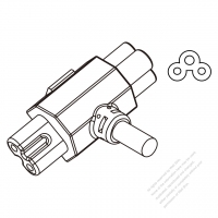 北米 AC電源 3-ピン・T 形 コネクタ(片側 C7 ソケット・片側 IEC320 C5 プラグ) ・10A 125/250V