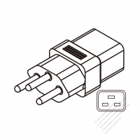 ACアダプタ・スイスプラグ変換 IEC 320 C19水平3本UPS コネクタ・3 P->3 P 16A 250V